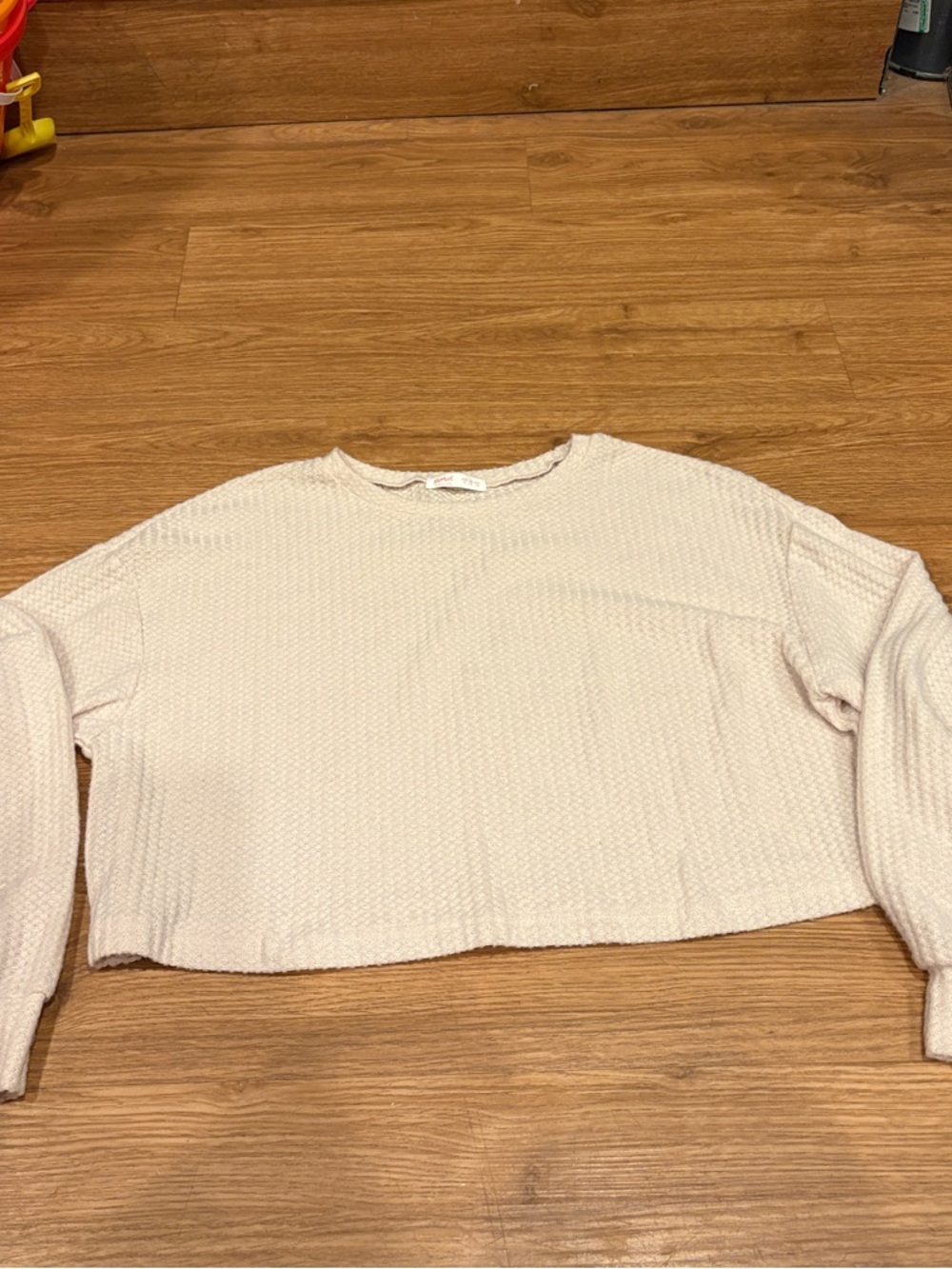 ROMWE Soft Pink Textured Cropped Sweater